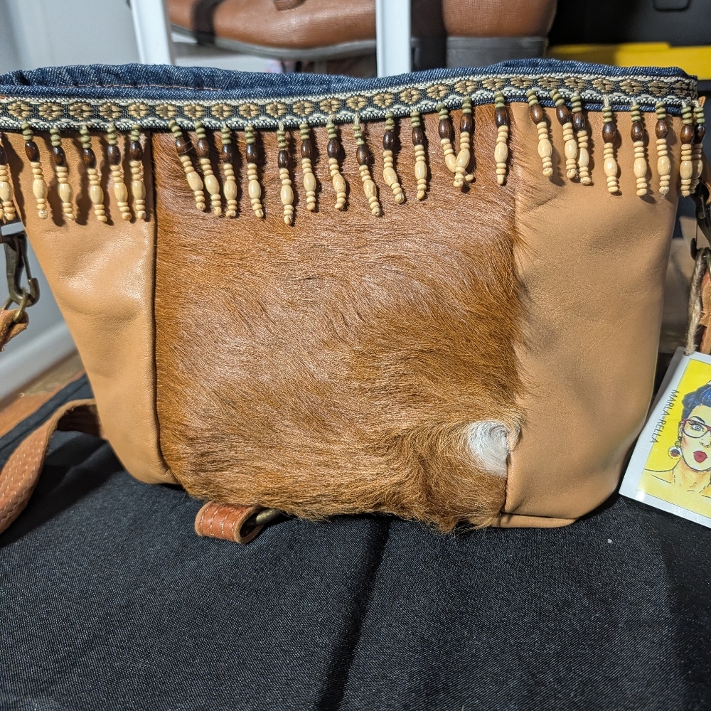 Marla Rella(Local Designer) Cowhide leather purse with beaded fringe #boho #west - Picture 2 of 9